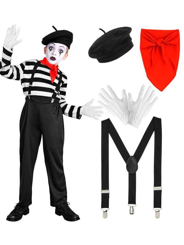 Déguisement de Mime Garçon – Costume Complet avec Accessoires (4 à 13 ans)