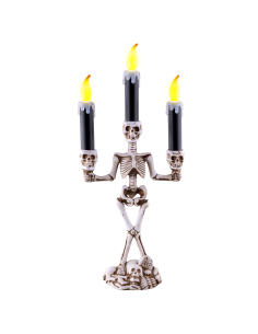 Chandelier Squelette Halloween – 3 Bougies LED (36 cm)