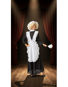 Costume Servante Victorienne – Tablier, Coiffe & Collerette (Taille Unique)