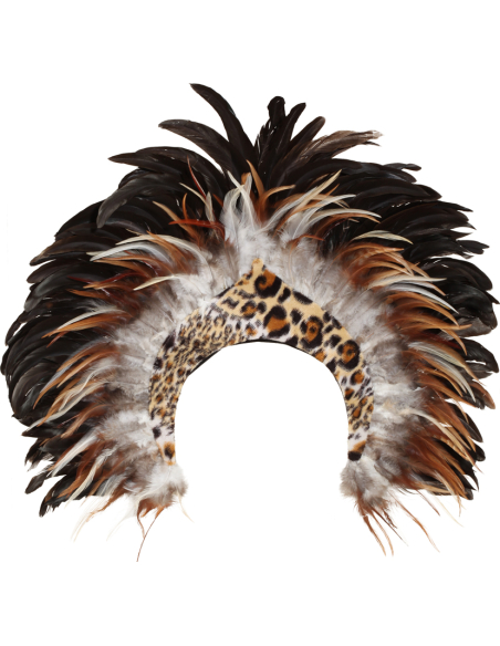 Coiffe à Plumes Léopard – Accessoire Carnaval & Rio