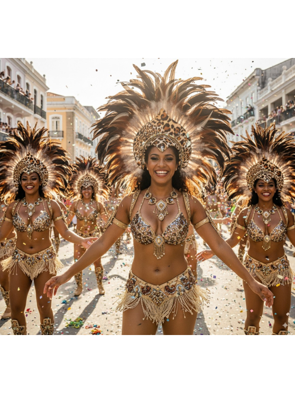 Coiffe à Plumes Léopard – Accessoire Carnaval & Rio