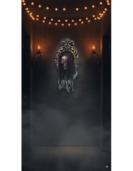 Miroir hanté avec tête rebondissante animée – Décoration d'Halloween effrayante