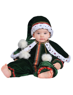Déguisement Bébé Lutin de Noël – Combinaison, Cape et Bonnet Doublés Coton – Confection Européenne