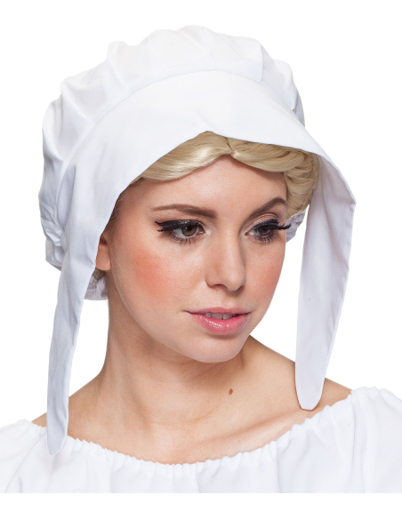 Coiffe Médiévale Blanche de Paysanne – Accessoire Déguisement Femme