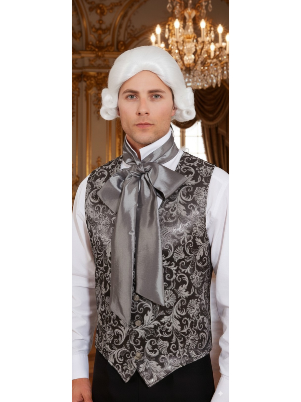 Gilet Baroque Homme Noir & Argent – Costume Marquis Doublé