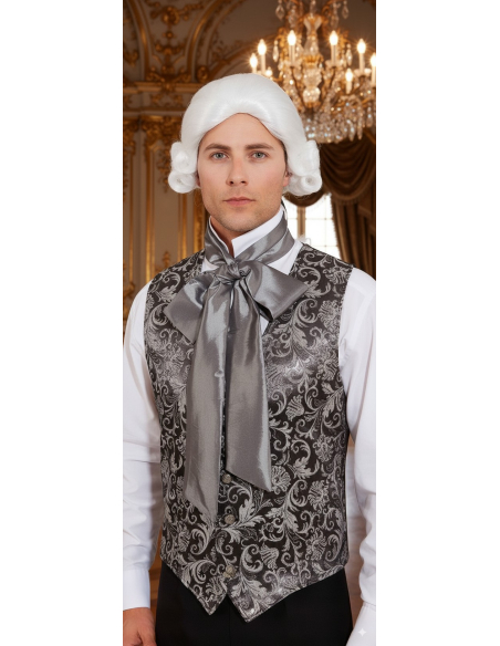 Gilet Baroque Homme Noir & Argent – Costume Marquis Doublé