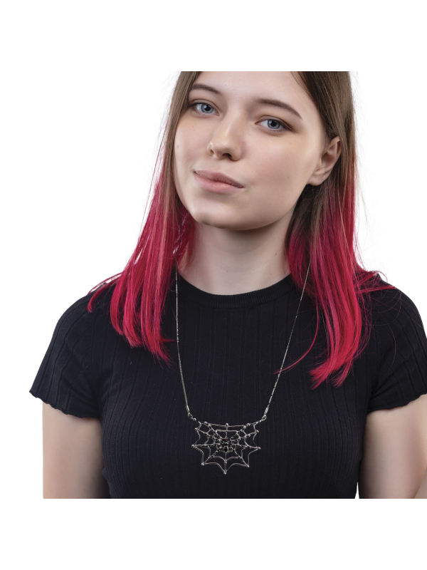 Accessoires Halloween : Collier en forme de toile d'araignée