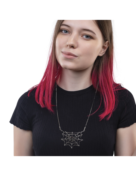 Accessoires Halloween : Collier en forme de toile d'araignée