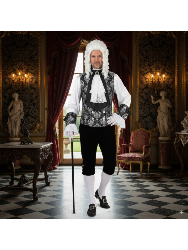 Gilet Luxe Brocart Noir ou Bleu : Élégance et Style Baroque du S au XXXL