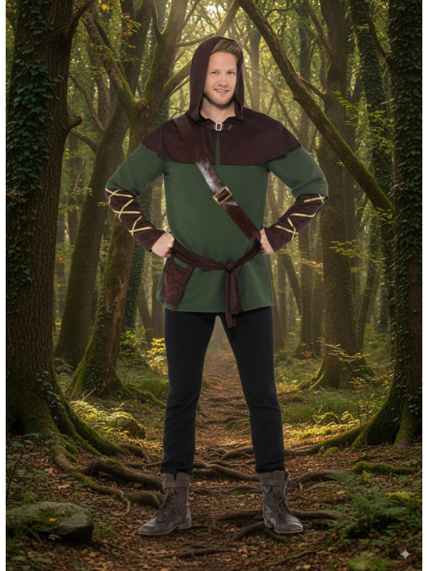 Déguisement de Robin des Bois, Vert et marron homme grande taille
