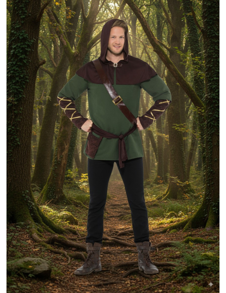 Déguisement de Robin des Bois, Vert et marron homme grande taille