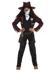 Déguisement de cowgirl de western, Bordeaux (Veste, jambières, étui, chapeau et masque)