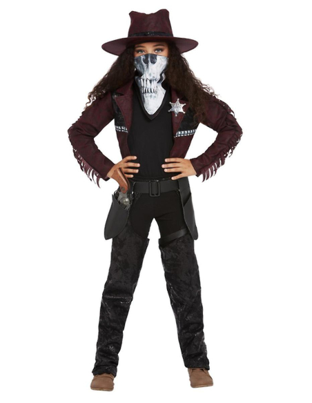 Déguisement de cowgirl de western, Bordeaux (Veste, jambières, étui, chapeau et masque)