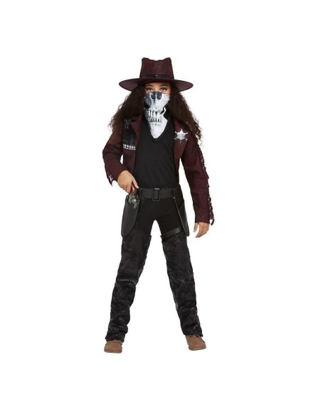 Déguisement de cowgirl de western, Bordeaux (Veste, jambières, étui, chapeau et masque)