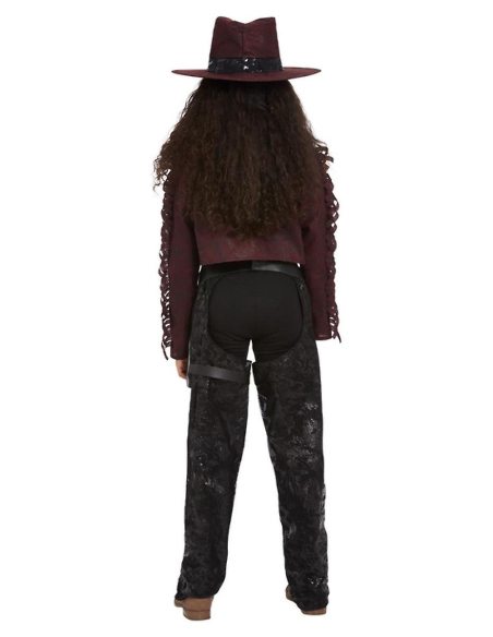 Déguisement de cowgirl de western, Bordeaux (Veste, jambières, étui, chapeau et masque)