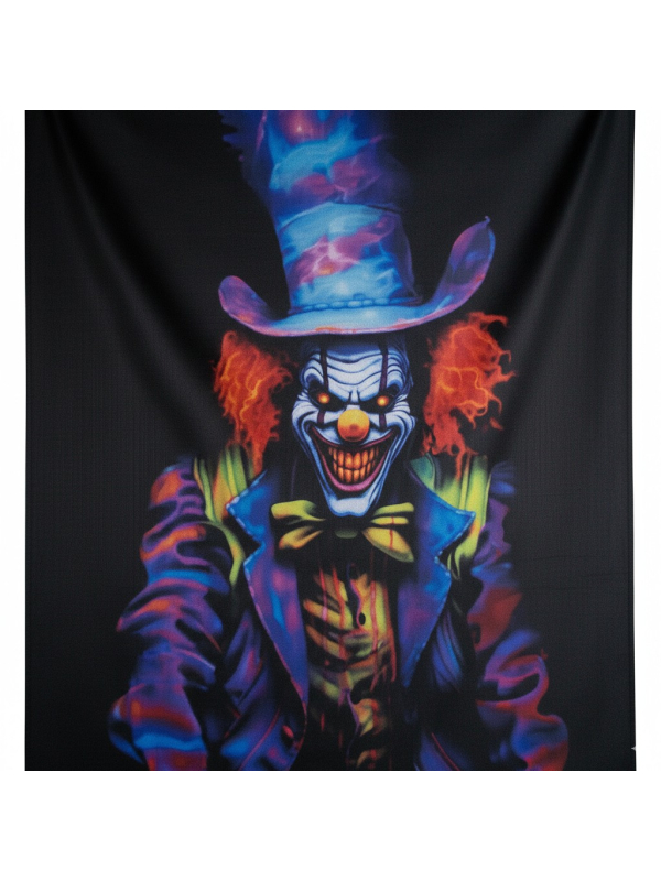 Décoration Clown Cirque de l’Horreur – Toile Murale Halloween 78×118 cm avec Œillets