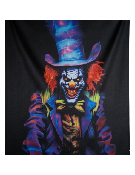Décoration Clown Cirque de l’Horreur – Toile Murale Halloween 78×118 cm avec Œillets