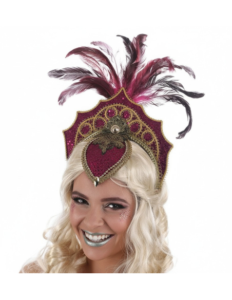 Coiffe Carnaval de Bahia Fuchsia – Plumes et Strass Brésiliens