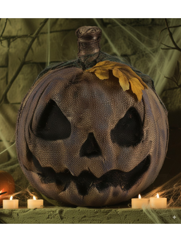 Citrouille Halloween effrayante en Toile de Jute  25 cm