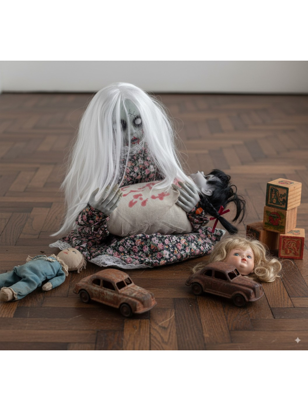 Automate halloween, fillette pleurant un bébé - 50 cm