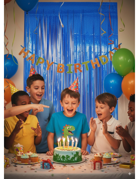 Rideau Holographique Bleu – 91 x 244 cm – Effet Brillant & Festif