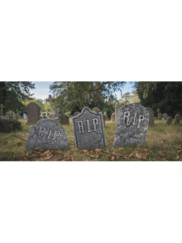 Pierres tombales RIP - Lot de 3 pour un cimetière Halloween terrifiant