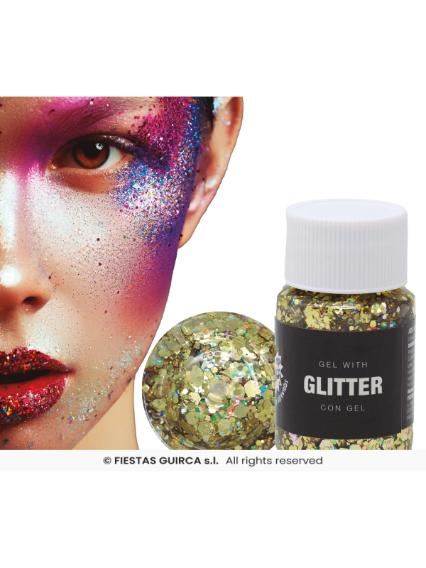 Gel Pailleté Or – Maquillage Visage, Corps & Cheveux (20 g) | Effet Glitter Doré Intense