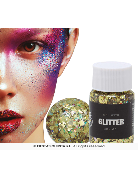 Gel Pailleté Or – Maquillage Visage, Corps & Cheveux (20 g) | Effet Glitter Doré Intense