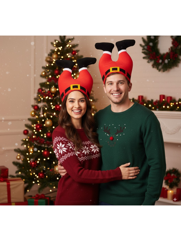 Chapeau de Noël Humour « Père Noël Coincé » – Bonnet Rigolo Adulte