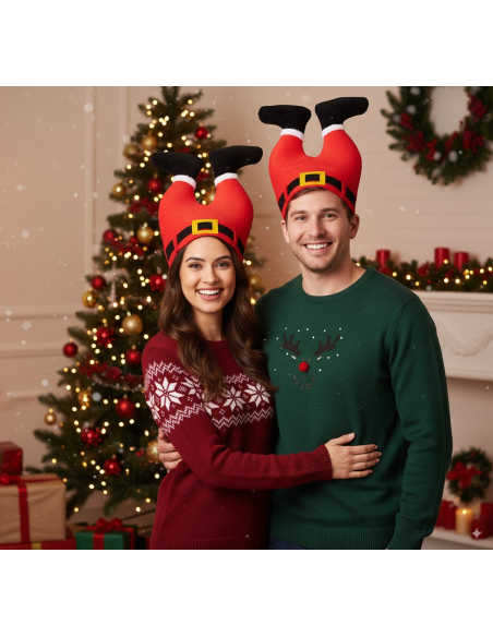 Chapeau de Noël Humour « Père Noël Coincé » – Bonnet Rigolo Adulte