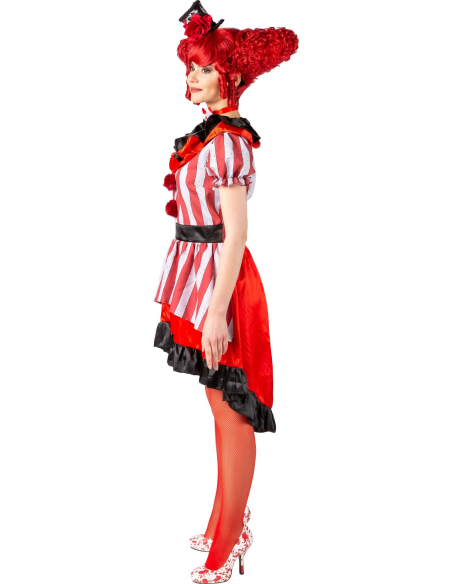 Déguisement Clown Femme – Robe Asymétrique Rouge & Blanche (Tailles M et XL)
