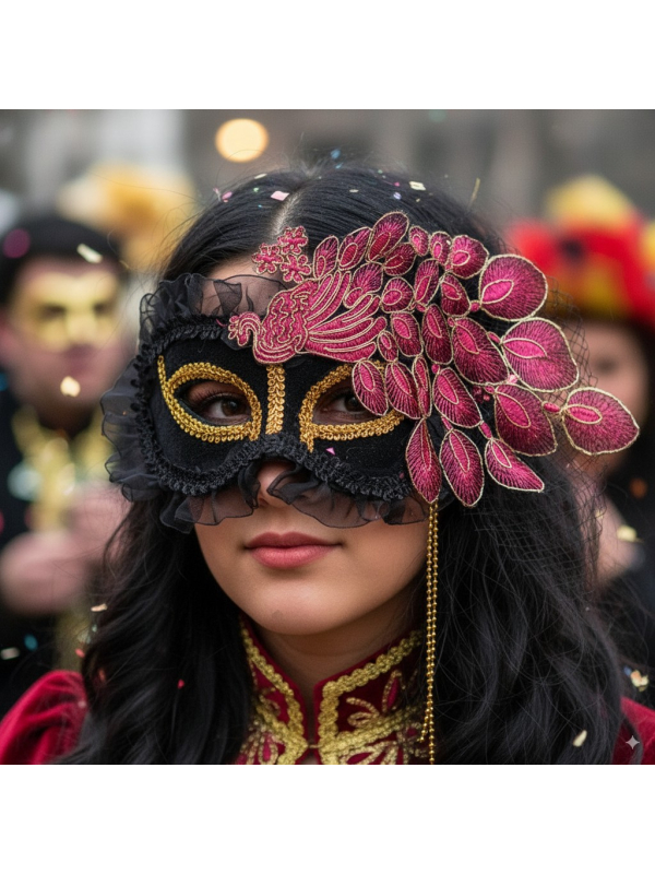 Masque carnaval de venise Deluxe femme rose & noir