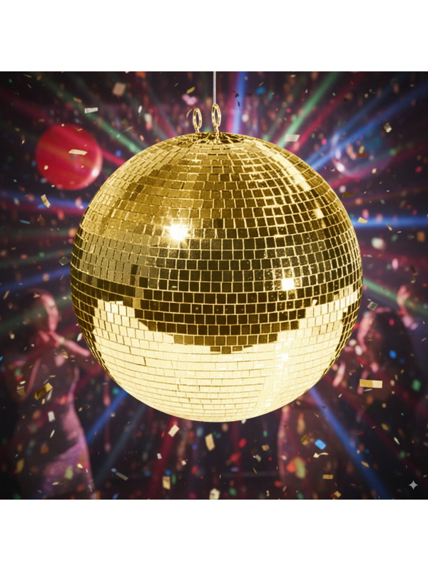 Boule à Facettes Dorée 50 cm – Déco Disco Soirée & Nouvel An | Déguiz-Fêtes