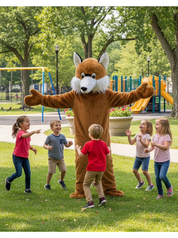 Mascotte de Renard – Costume Promotionnel avec Tête, Gants et Pieds