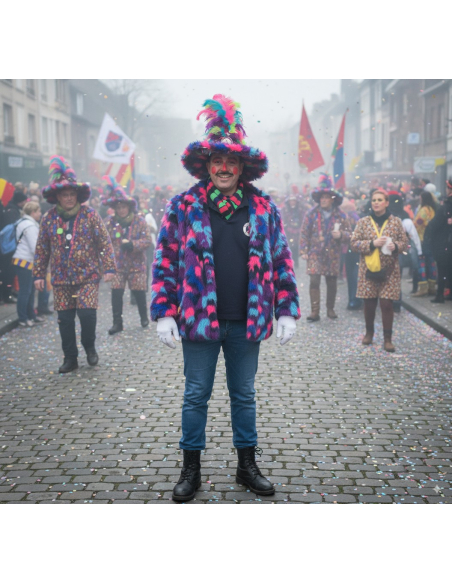 Veste en Peluche Multicolore Bleu/Violet/Rose – Carnaval et Soirées