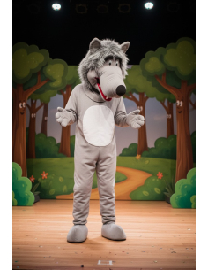 Mascotte Loup Gris Adulte – Costume Intégral Ludique pour Animations et Événements