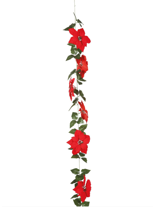 Guirlande de Poinsettia 200 cm – Décoration de Noël Éblouissante
