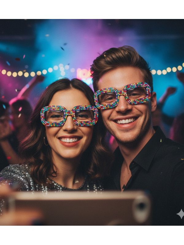 Lunettes Strass Multicolores – Look Disco, Funky et Festival