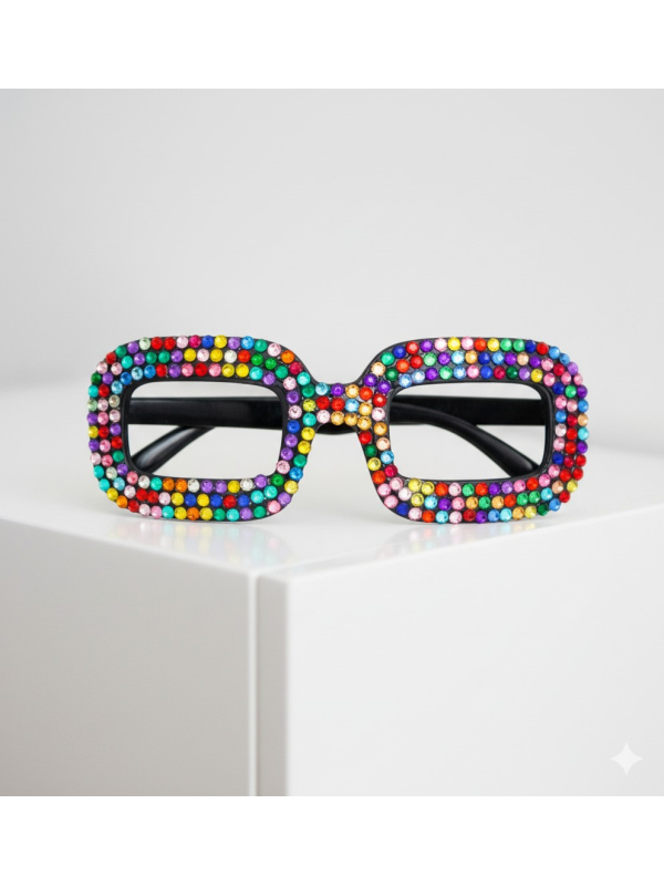 Lunettes Strass Multicolores – Look Disco, Funky et Festival
