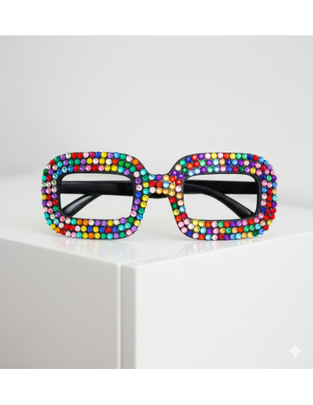 Lunettes Strass Multicolores – Look Disco, Funky et Festival