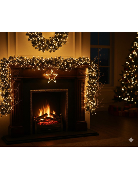 Guirlande de Noël 240 LED – 20 m Blanc Chaud, Multifonction, sur Piles