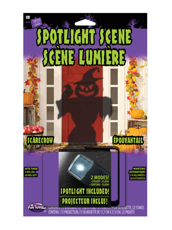 Projecteur Épouvantail Citrouille Halloween – Scène Lumineuse Extérieure avec Minuterie