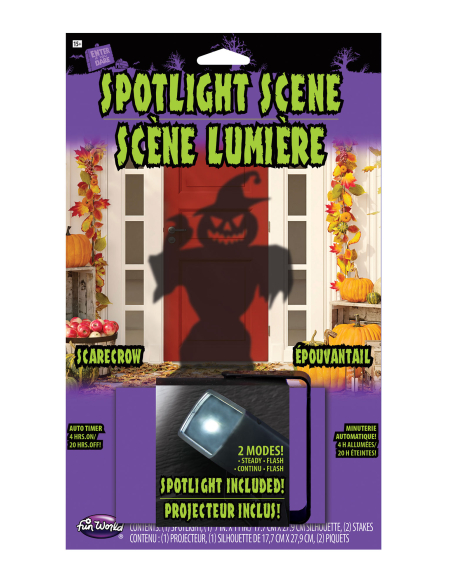 Projecteur Épouvantail Citrouille Halloween – Scène Lumineuse Extérieure avec Minuterie