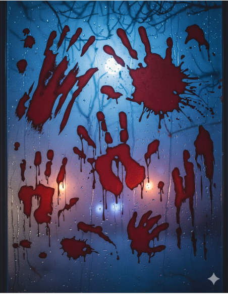 Décoration pour fenêtres (Stickers Halloween, mains tachées de sang)