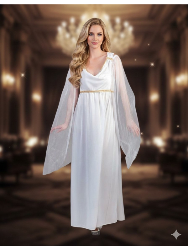 Robe Blanche Longue Femme – Ange, Déesse Grecque ou Costume Antique