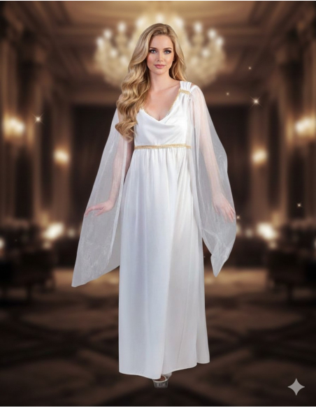 Robe Blanche Longue Femme – Ange, Déesse Grecque ou Costume Antique