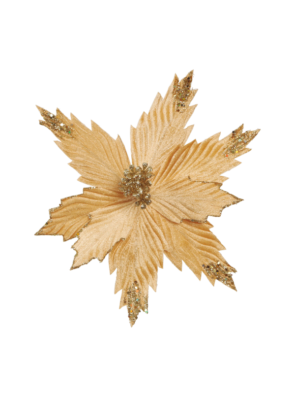 Fleur de Noël Dorée 25 cm – Décoration Chic pour Sapin et Table