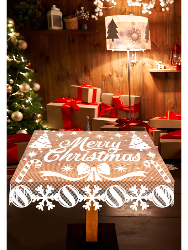 Nappe Carrée Merry Christmas 100 x 75 cm – Ambiance de Noël Authentique