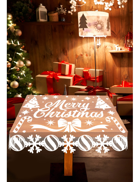 Nappe Carrée Merry Christmas 100 x 75 cm – Ambiance de Noël Authentique