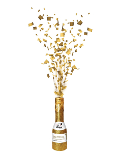 Bouteille canon à confettis or 16 cm – Effet festif pour mariage, Nouvel An et anniversaire